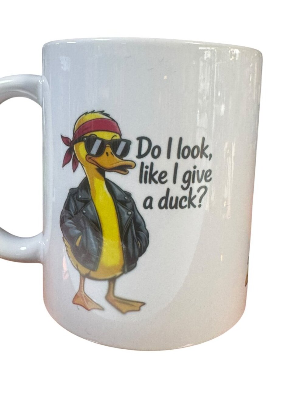 Funny Duck Ceramic Coffee Mug, White, 11 oz, "Do I Look Like I Give a Duck"